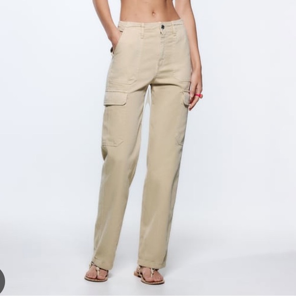 NWT Zara TRF Straight High Rise Cargo - Picture 2 of 6